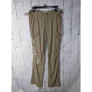 Vintage Da Nang Pants Womens Size‎ M Medium Embroidery Lightweight Y2K Tan Cargo